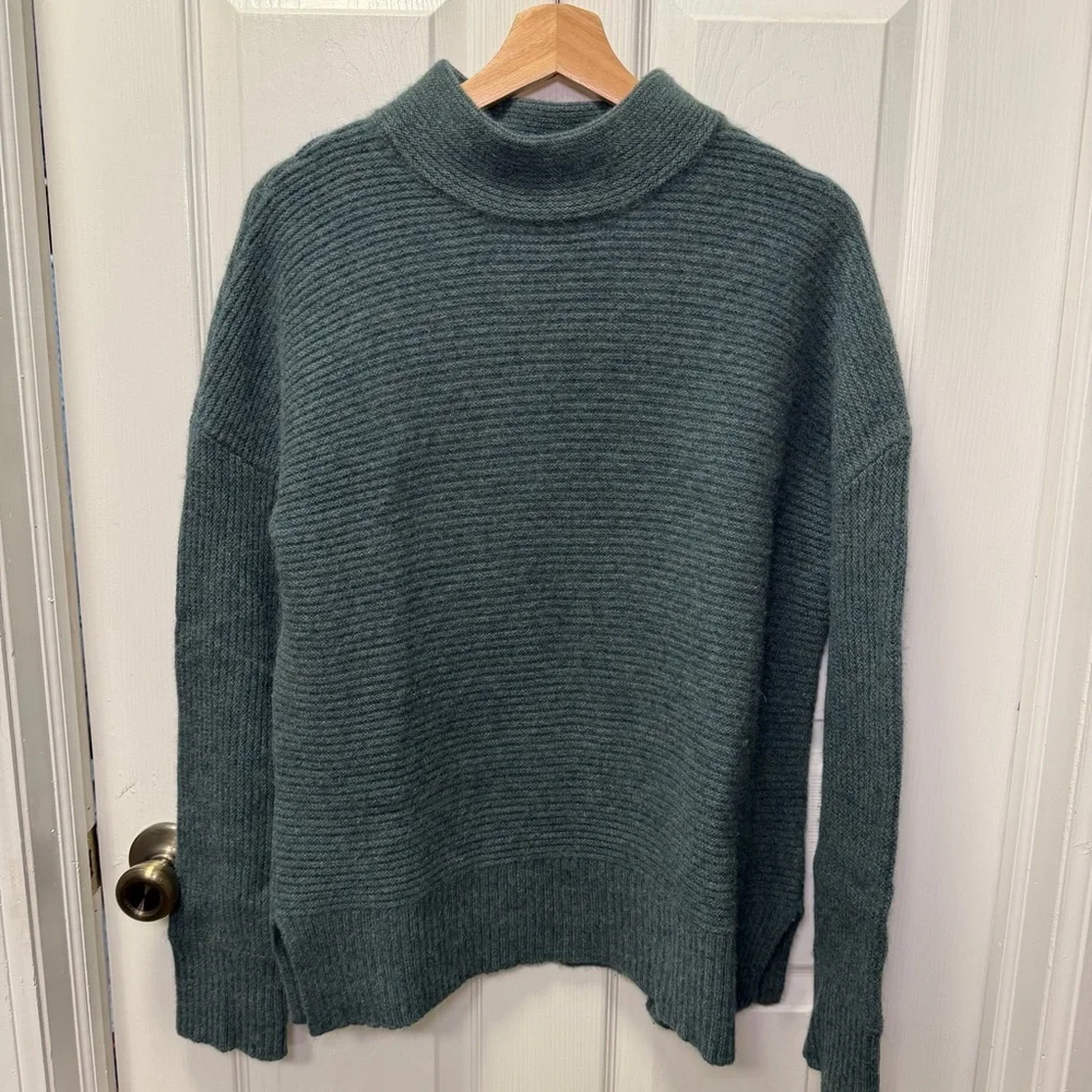 Rachel Zoe 100% Cashmere Mock Neck Sweater, Size XL, Teal, Pullover - Picture 1 of 8
